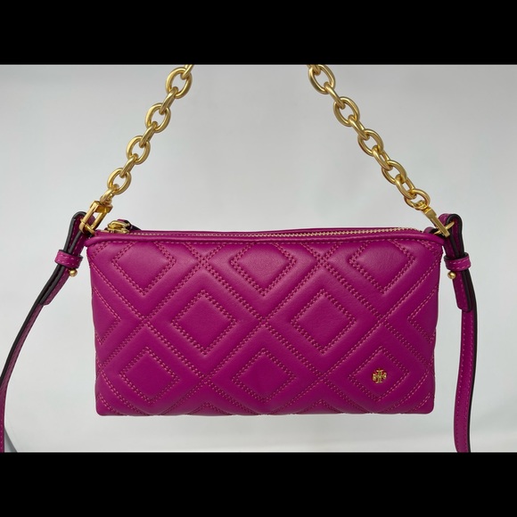 NEW Tory Burch Fleming Chain Fuchsia Quilted Crossbody - Picture 6 of 8